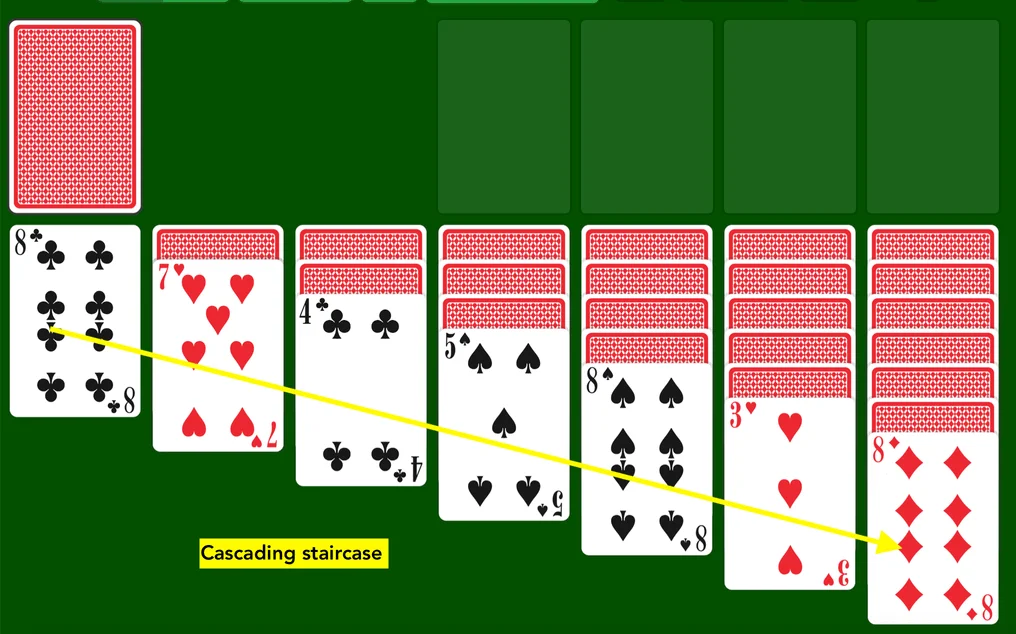 Klondike solitaire green felt turn 3
